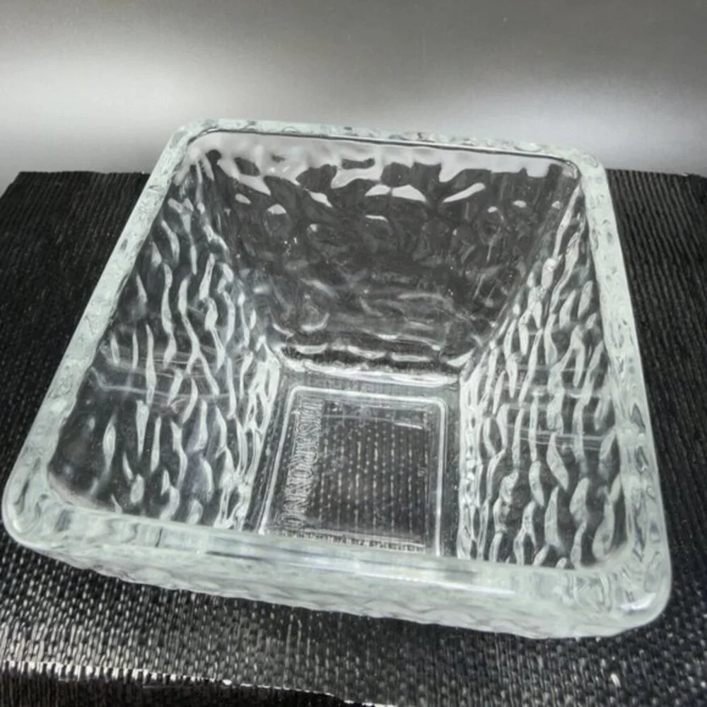 Disaronno Amaretto Rippled Italian Square Clear Dish Bowl Set 2 Bowls Dishes VTG